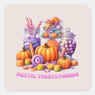 Adesivo Quadrado Pastel Treats Parade - Doces e Abóbora