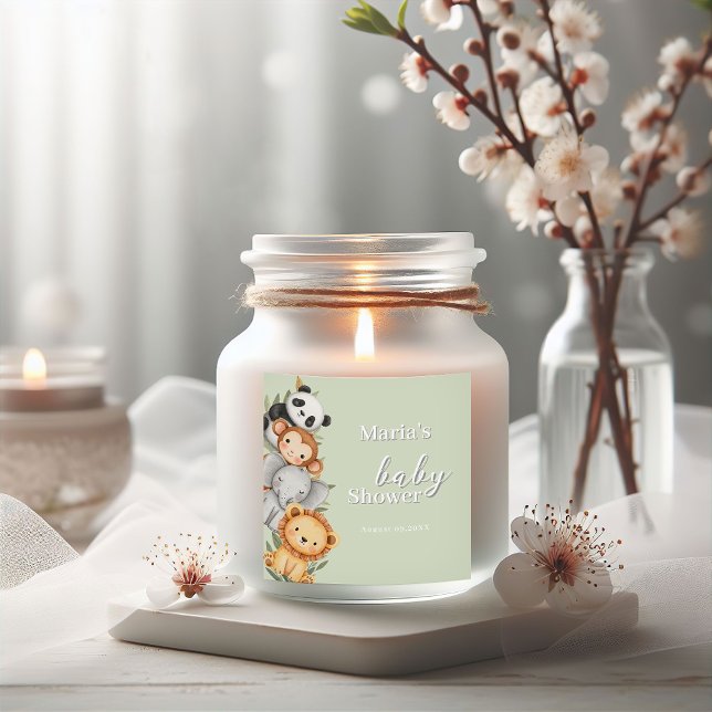 Adesivo Quadrado Pastel Tropical Chá de fraldas Selle Safari Animai (Criador carregado)