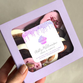 Adesivo Quadrado Pastelaria de Cupcake Roxo