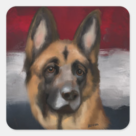 Adesivo Quadrado Pastor Alemão      