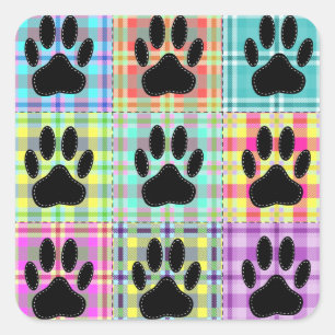 Adesivo Quadrado Pata Cão - Prato