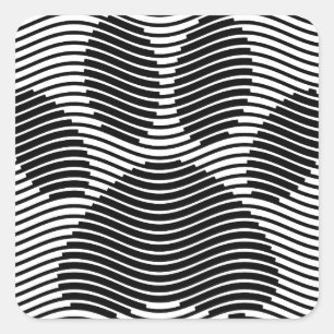 Adesivo Quadrado Pata De Cães Impressa Em Ondas Pretas E Brancas