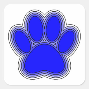 Adesivo Quadrado Pata De Cão De Azul Com Descrições