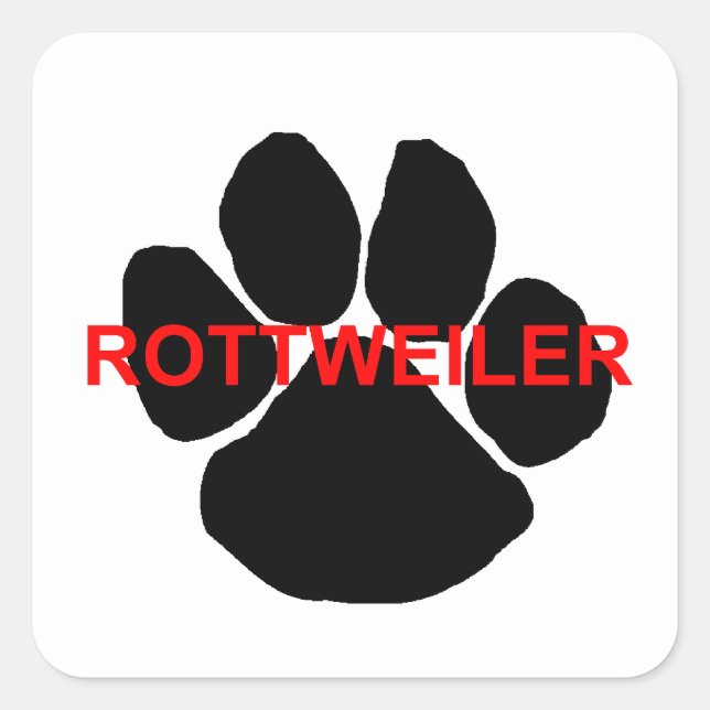 Adesivo Quadrado pata de nome de rottweiler (Frente)