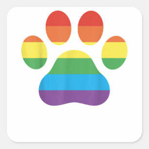 Adesivo Quadrado Pata do Cachorro Imprimir LGBTQ Sinalizador do Arc