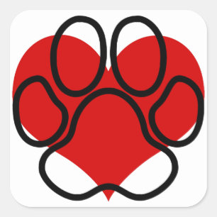 Adesivo Quadrado Pata do Coração