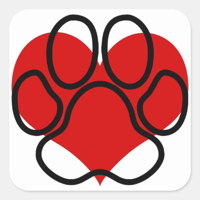 Adesivo Quadrado Pata do Coração (Frente)