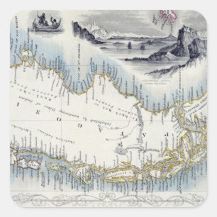 Adesivo Quadrado Patagônia, de uma Série de Mapas Mundiais, publica