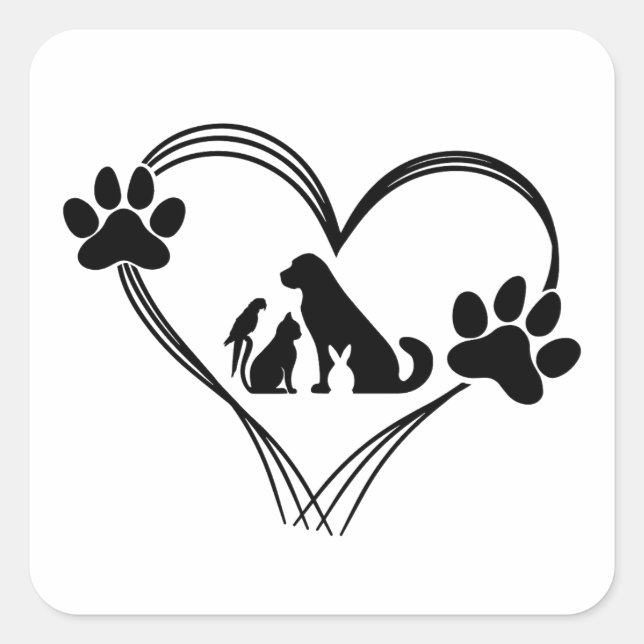 Adesivo Quadrado Patas de Love Pets  (Frente)