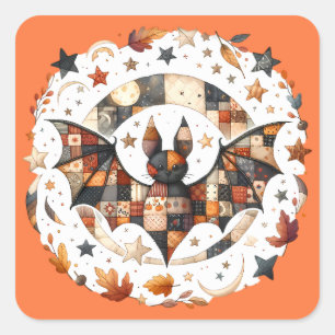 Adesivo Quadrado Patchwork Halloween Bat nas Colunas do Outono