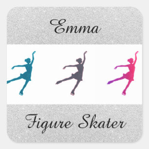 Adesivo Quadrado Patinação Artística Brilho Prateado