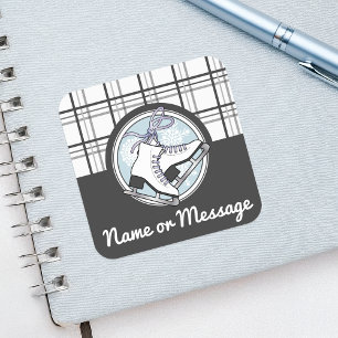 Adesivo Quadrado Patinação no Gelo Moderna Xadrez Personalizada