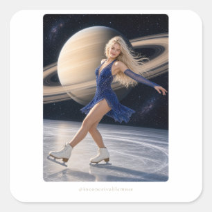 Adesivo Quadrado Patinando nos Anéis de Saturno Musa Inconcebível