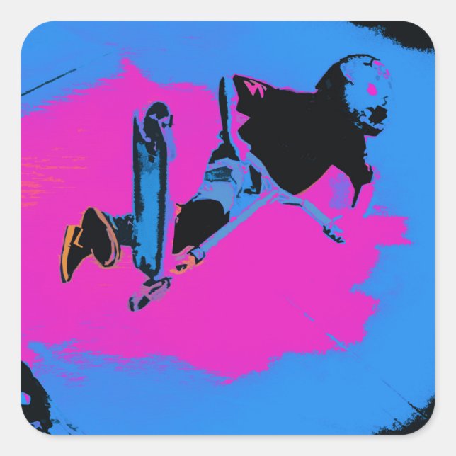 Adesivo Quadrado Patinete de dublagem de ar alto voador (Frente)