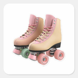 Adesivo Quadrado Patins de Rodas Vintage Retro Anos 70 Pastel Die-C