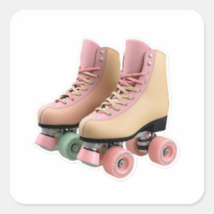 Adesivo Quadrado Patins de Rodas Vintage Retro Anos 70 Pastel Die-C