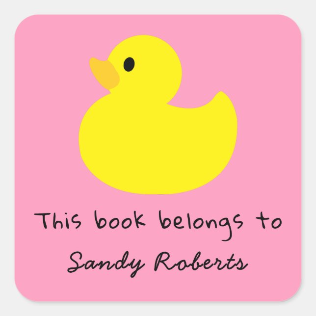 Adesivo Quadrado Pato amarelo - este livro pertence a (Frente)