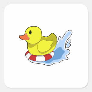 Adesivo Quadrado Pato com anel de Natação em água.PNG