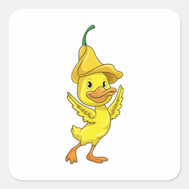 Adesivo Quadrado Pato com Boné amarelo (Frente)