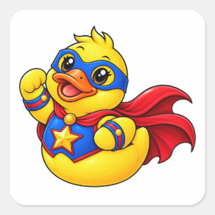 Adesivo Quadrado Pato de Borracha Super-Herói Desenho Herói