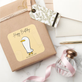 Adesivo Quadrado Pato Engraçado Vestido de Aniversário - Presente P