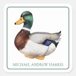 Adesivo Quadrado Pato Mallard de pré-disquete personalizado