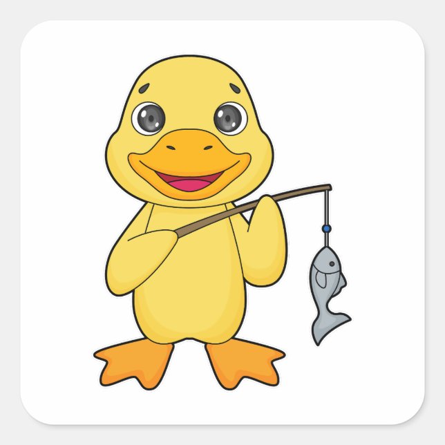 Adesivo Quadrado Pato Pesca Pescado (Frente)