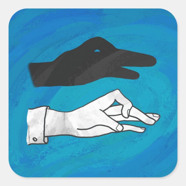 Adesivo Quadrado Pato Sombra em Azul (Frente)