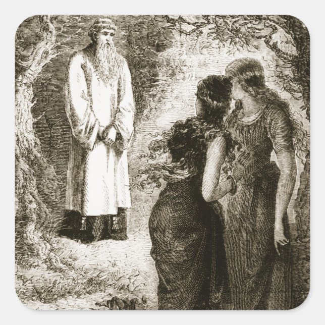 Adesivo Quadrado Patrick encontrou-se com virgens na madeira de Foc (Frente)