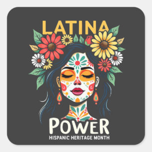 Adesivo Quadrado Patrimônio hispânico de Latina Power Mês
