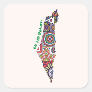 Adesivo Quadrado Patrimônio no Mapa da Palestina