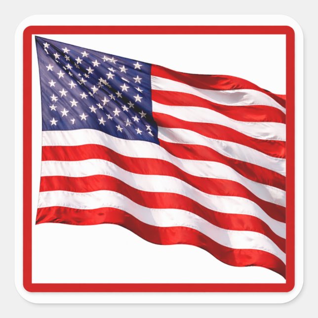 Adesivo Quadrado Patriotic American Flag Square Sticker (Frente)