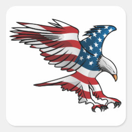 Adesivo Quadrado Patriótica American Flag Eagle
