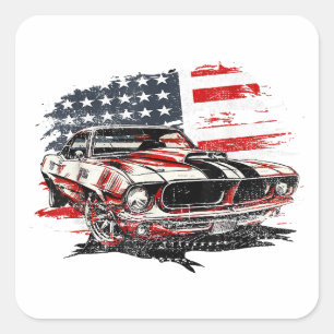 Adesivo Quadrado Patriótico de Bandeira Americano