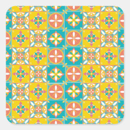 Adesivo Quadrado Patrón azulejo de colores alegres