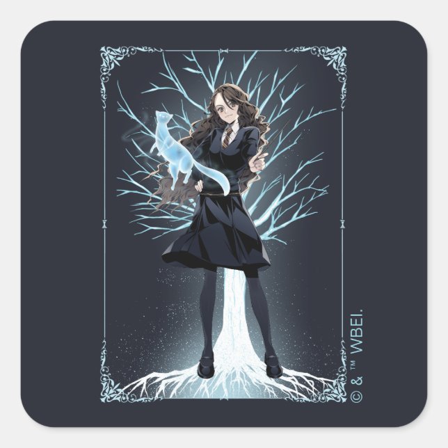 Adesivo Quadrado Patronus do Anime Hermione Granger (Frente)