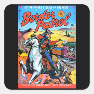 Adesivo Quadrado Patrulha de Borda - Vintage Comic Book