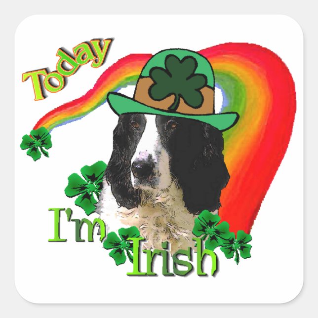 Adesivo Quadrado Pattys de Rua Inglês Springer Spaniel (Frente)