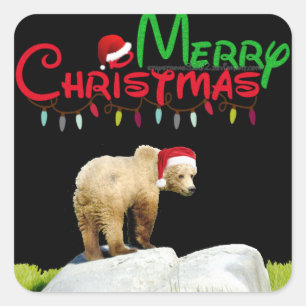 Adesivo Quadrado Pau de urso pardo de Natal