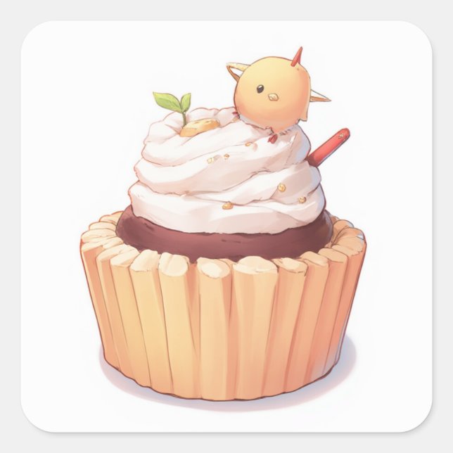 Adesivo Quadrado Pau estético feliz (Frente)