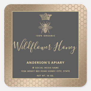 Adesivo Quadrado Pau quadrado da rainha da abelha de boi de mel