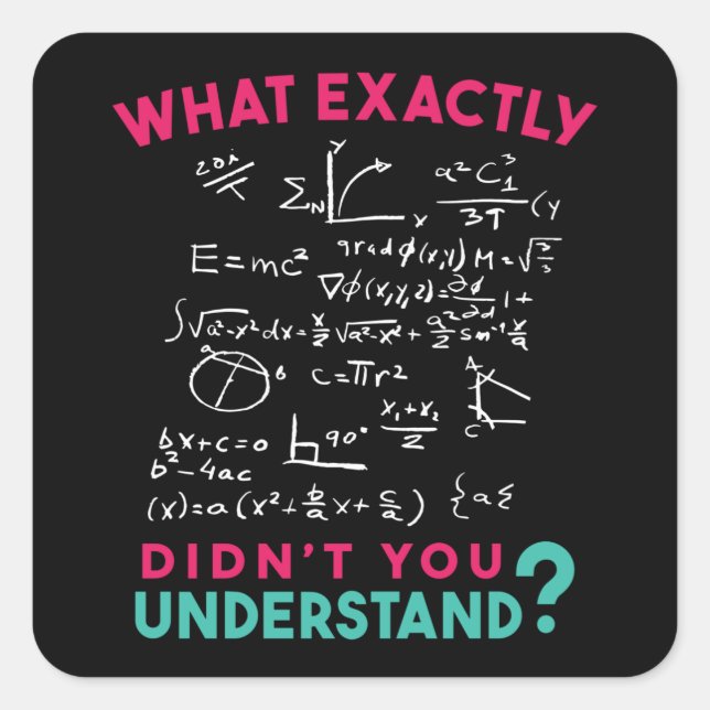 Adesivo Quadrado Pau quadrado de Piada de Fórmula de Física para Ma (Frente)