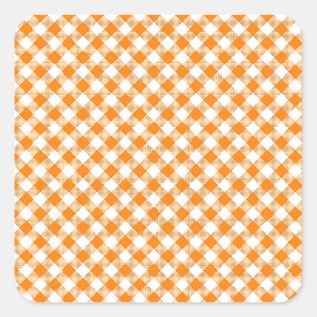 Adesivo Quadrado Pau Quadrado Laranja Gingham (Frente)