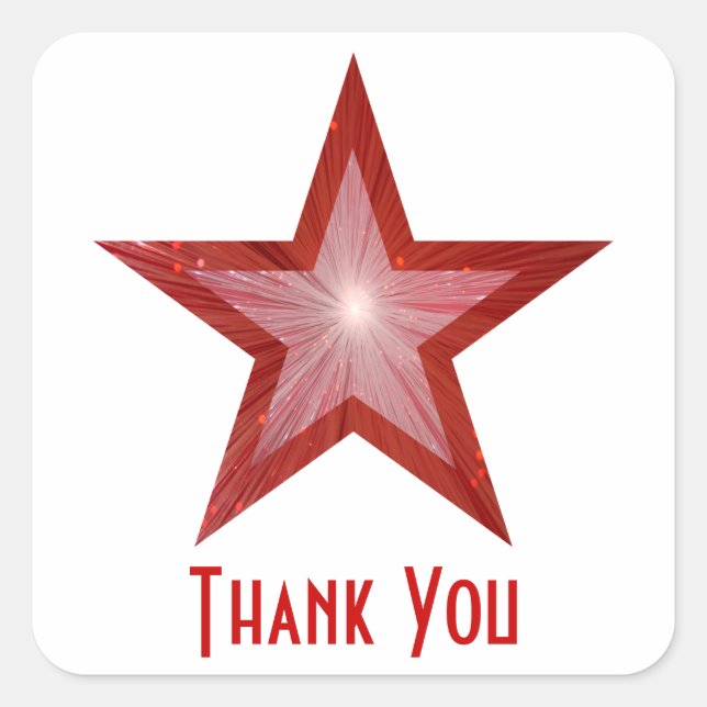 Adesivo Quadrado Pau quadrado "Obrigado" da Estrela Vermelha branco (Frente)
