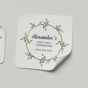 Adesivo Quadrado Pau Quadrado Personalizado - Frasto de Comunhão Fl