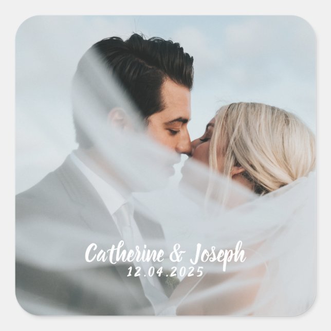 Adesivo Quadrado Pau Quadrado Romântico de Noiva e Casamento (Frente)