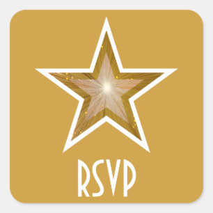 Adesivo Quadrado Pau quadrado RSVP de estrelas "Dourado" amarelo