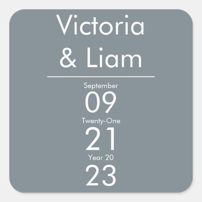 Adesivo Quadrado Pau Quadrado Simples de Casamento Azul (Frente)