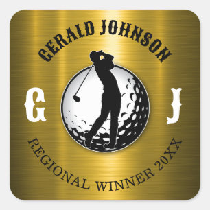 Adesivo Quadrado Pau redondo clássico de golfe elegante minimalista