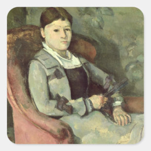 Adesivo Quadrado Paul Cezanne   a esposa do artista em uma